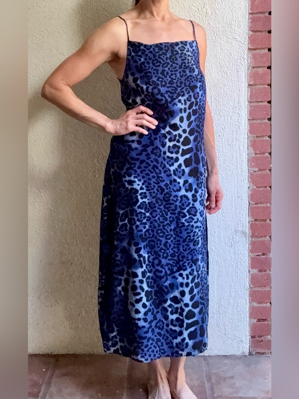 Nightcap Blue Leopard Slip Dress